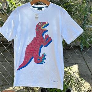 Paul Smith Dino White Tee with Red Dinosaur Graphic NWT Flawed Size S
